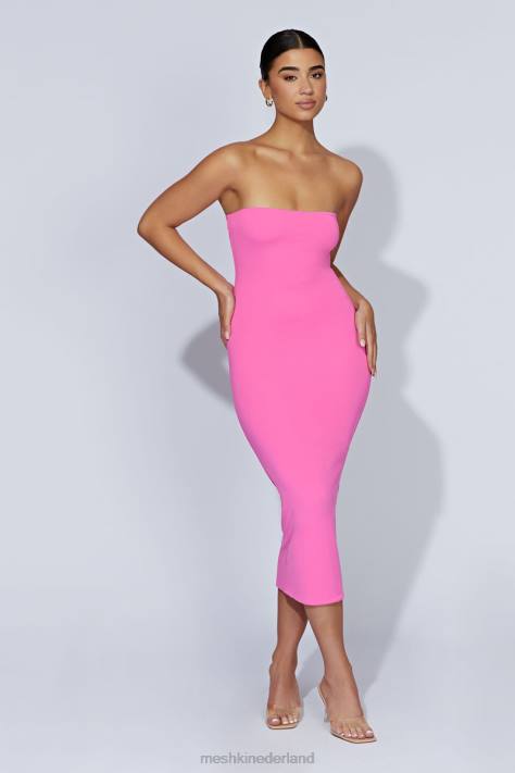 Meshki Cassidy strapless midi-jurk kleding kauwgom roze XP0T518