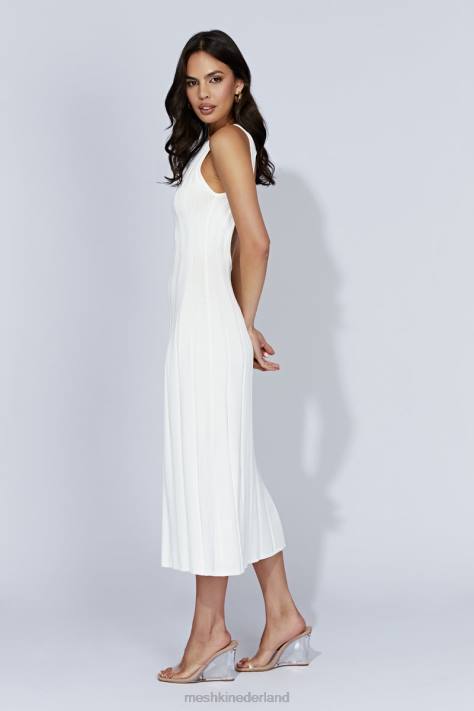 Meshki Gebreide midi-jurk met sleutelgat aan de achterkant kleding wit XP0T440