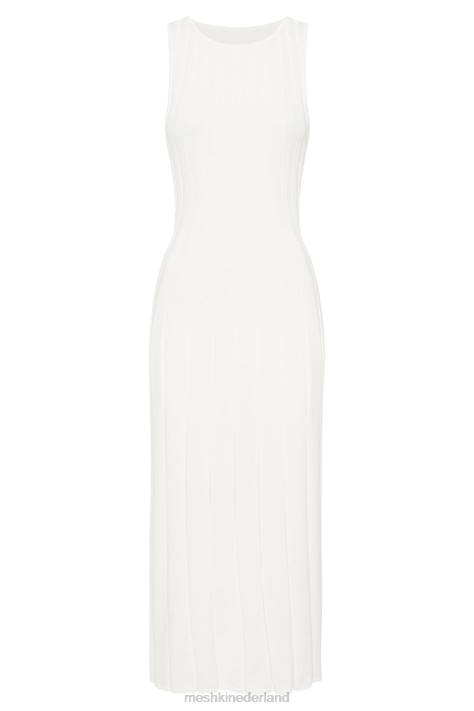 Meshki Gebreide midi-jurk met sleutelgat aan de achterkant kleding wit XP0T440