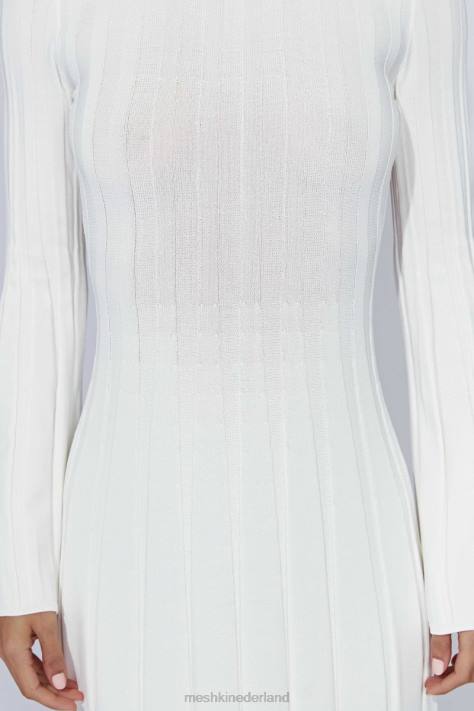 Meshki Juniper gebreide midi-jurk met uitlopende mouwen kleding wit XP0T362