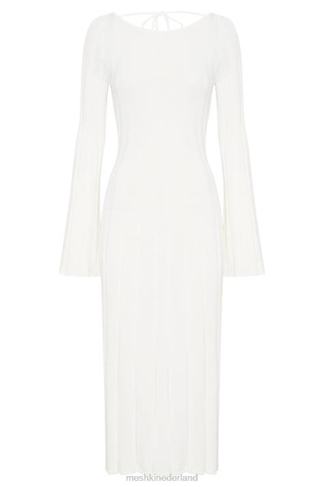 Meshki Juniper gebreide midi-jurk met uitlopende mouwen kleding wit XP0T362
