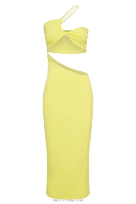 Meshki Keira midi-jurk met uitsnijding aan de zijkant kleding geel XP0T705