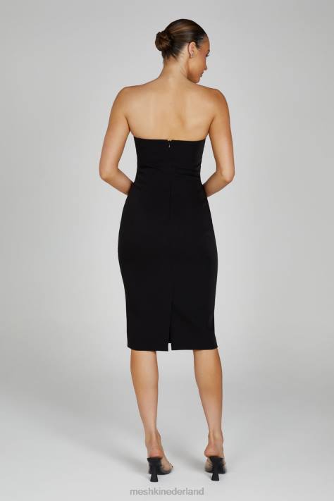 Meshki Marianne strapless midi-jurk van crêpe kleding zwart XP0T141