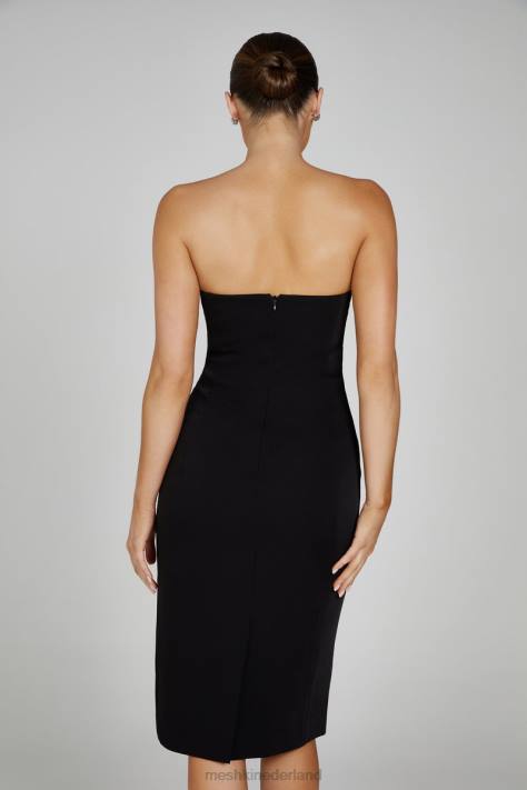 Meshki Marianne strapless midi-jurk van crêpe kleding zwart XP0T141