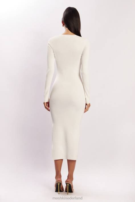 Meshki Mila gebreide midi-jurk met gedraaide voorkant kleding wit XP0T455