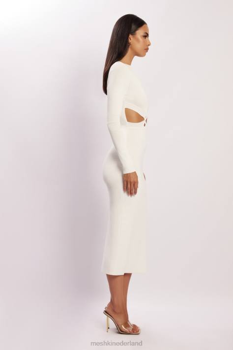 Meshki Mila gebreide midi-jurk met gedraaide voorkant kleding wit XP0T455