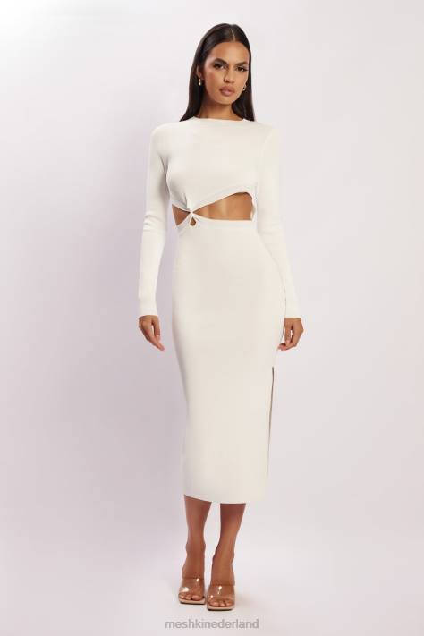 Meshki Mila gebreide midi-jurk met gedraaide voorkant kleding wit XP0T455