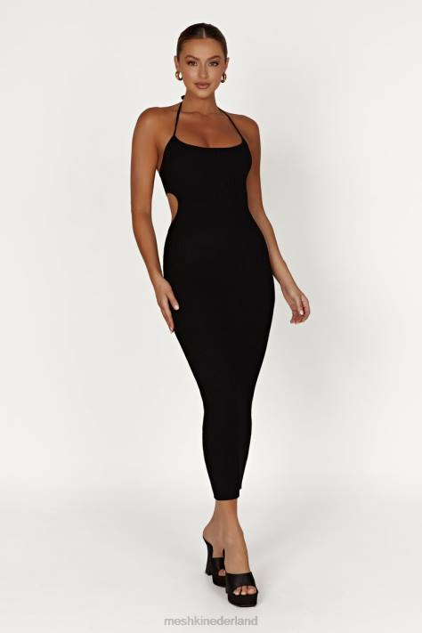 Meshki Morgan halter gebreide midi-jurk kleding zwart XP0T491