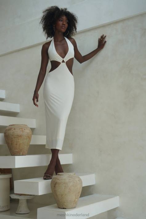 Meshki Natalie midi-jurk met halterhals en uitsnijding kleding bot XP0T720