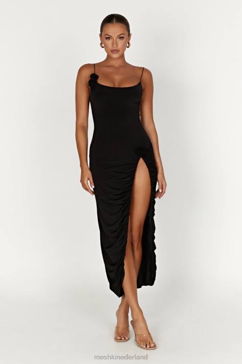 Meshki Nevaeh rose midi-jurk kleding zwart XP0T219