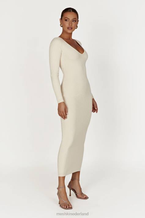 Meshki Nina gebreide midi-jurk met lange mouwen kleding room XP0T456