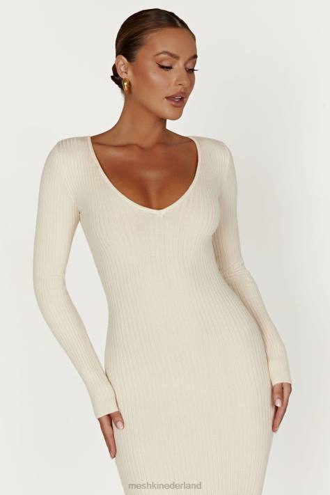 Meshki Nina gebreide midi-jurk met lange mouwen kleding room XP0T456