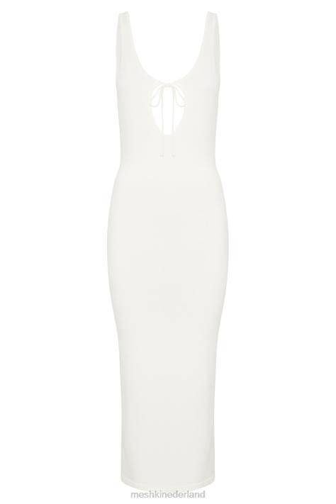 Meshki Nola gebreide midi-jurk met uitsnijding kleding gebroken wit XP0T639