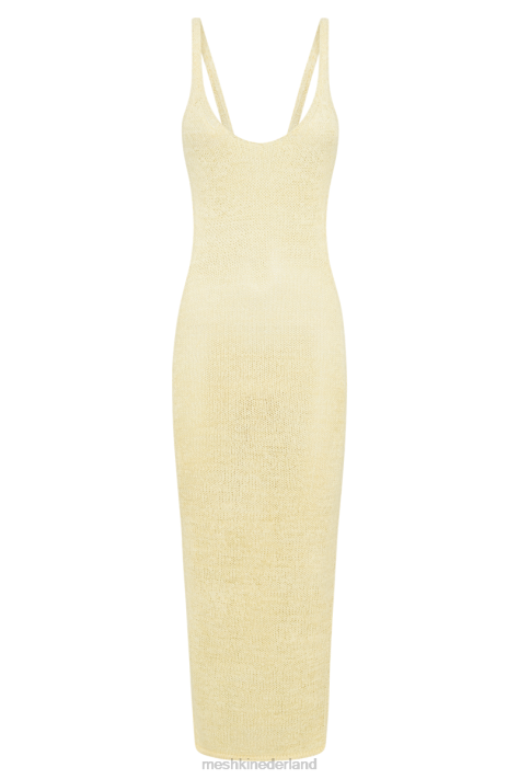Meshki Shae gebreide midi-jurk met ronde hals kleding citroen XP0T189