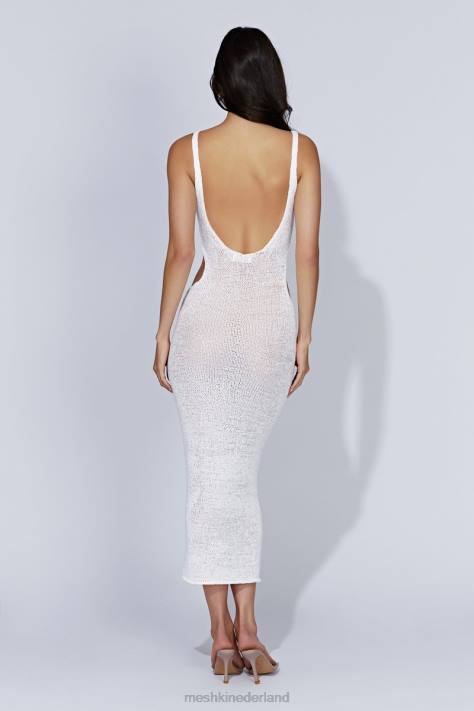Meshki Shae gebreide midi-jurk met ronde hals kleding wit XP0T274