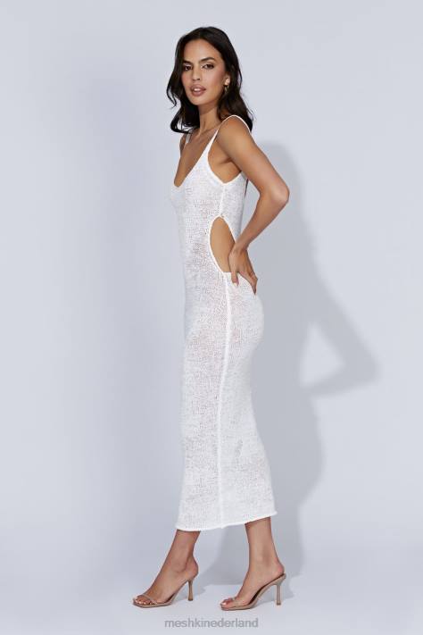 Meshki Shae gebreide midi-jurk met ronde hals kleding wit XP0T274