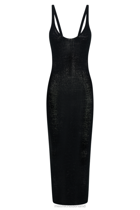 Meshki Shae gebreide midi-jurk met ronde hals kleding zwart XP0T427