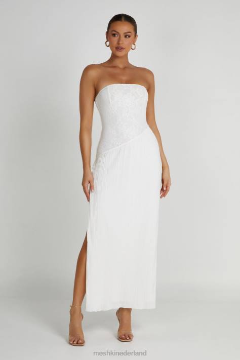 Meshki Skye kanten plissé strapless midi-jurk kleding wit XP0T305