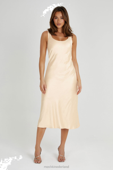 Meshki Tamara satijnen iriserende midi-slipjurk kleding abrikoos XP0T292