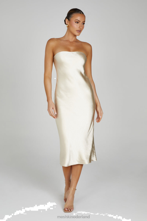 Meshki Tyler strapless satijnen midi-jurk kleding goud XP0T91