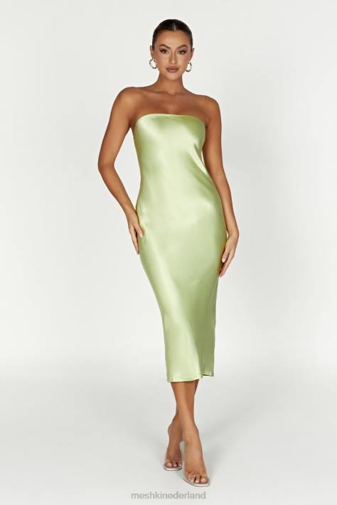 Meshki Tyler strapless satijnen midi-jurk kleding pistache groen XP0T343