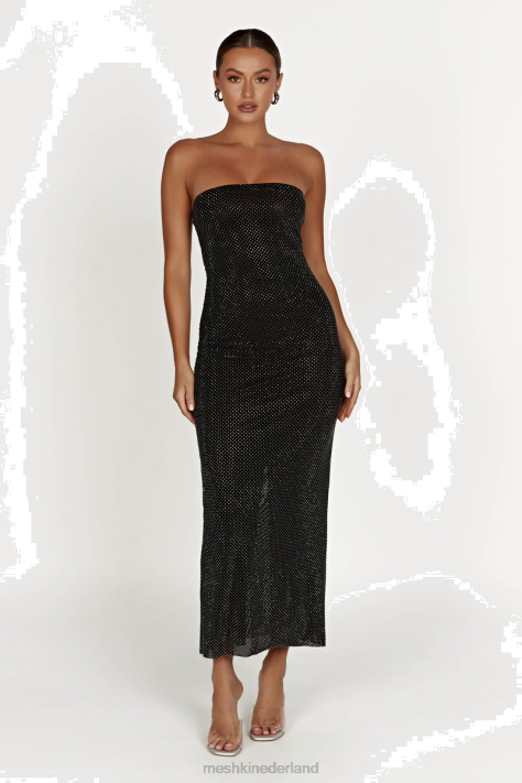Meshki Waverly strapless midi-jurk met diamanten kleding zwart XP0T359