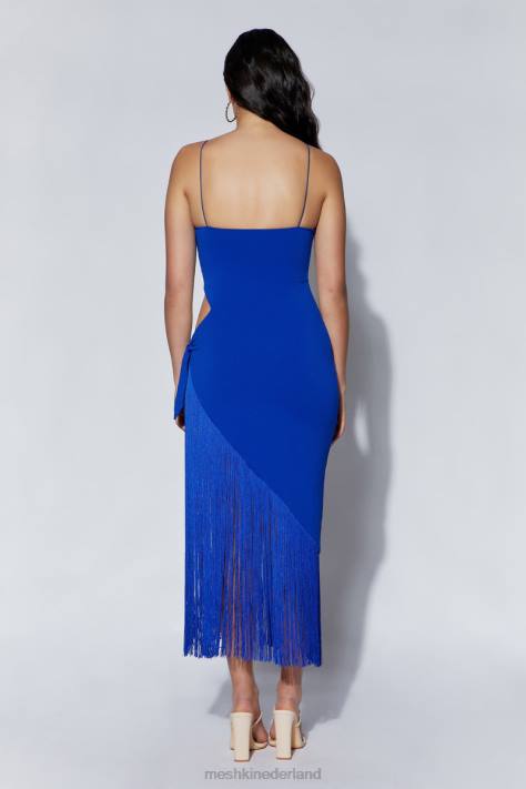 Meshki Yasmin overslag midi-jurk met franjes kleding Perzisch blauw XP0T515