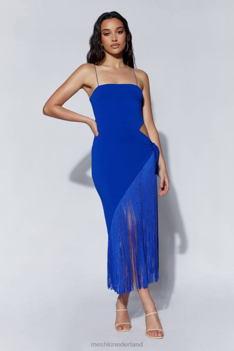 Meshki Yasmin overslag midi-jurk met franjes kleding Perzisch blauw XP0T515
