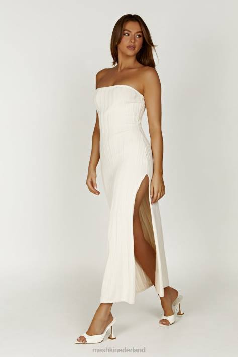 Meshki dolce extreme rib strapless midi-jurk kleding ivoor XP0T265