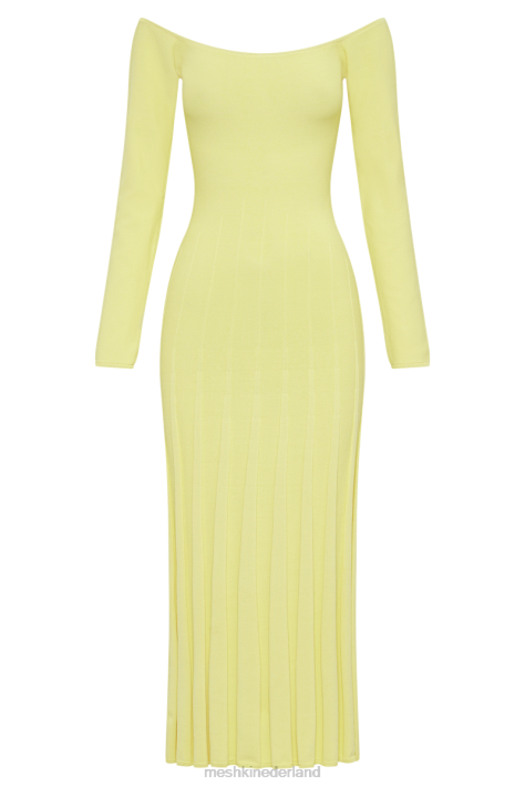 Meshki emmeline ribgebreide midi-jurk met lange mouwen kleding citroen XP0T54