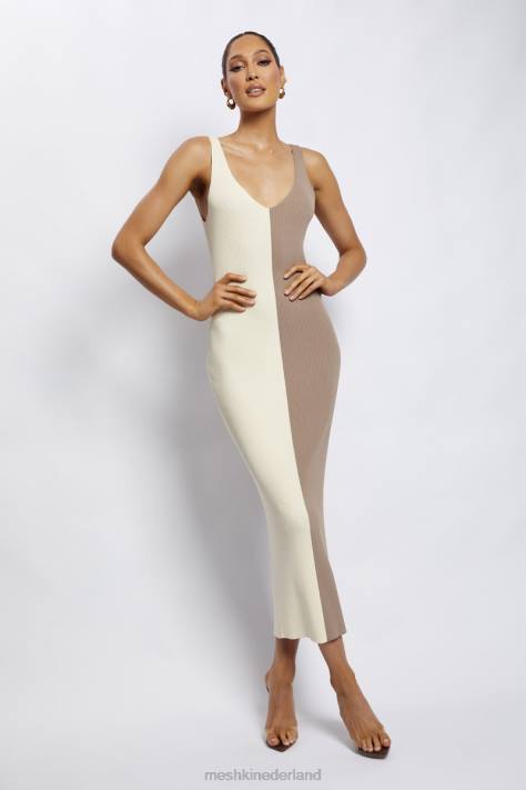 Meshki jodie tweekleurige midi-jurk met v-hals kleding meerdere naakt XP0T750