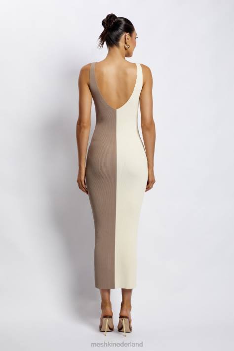 Meshki jodie tweekleurige midi-jurk met v-hals kleding meerdere naakt XP0T750