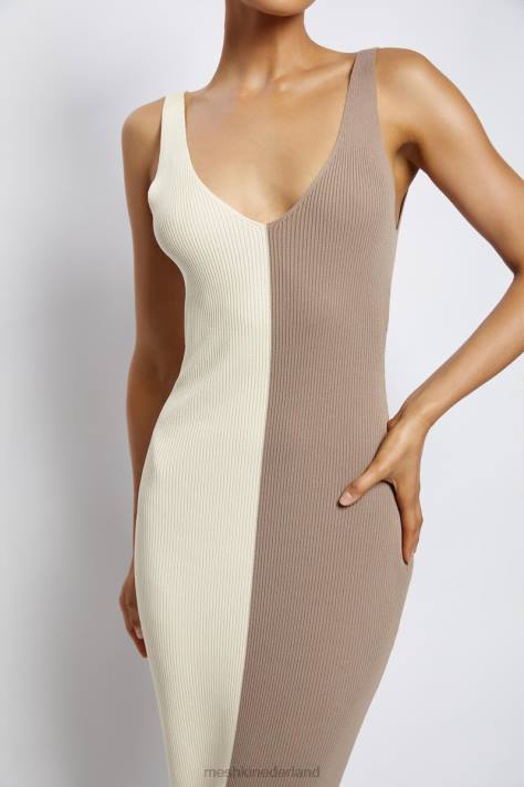 Meshki jodie tweekleurige midi-jurk met v-hals kleding meerdere naakt XP0T750