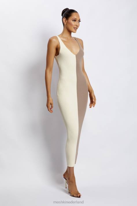 Meshki jodie tweekleurige midi-jurk met v-hals kleding meerdere naakt XP0T750