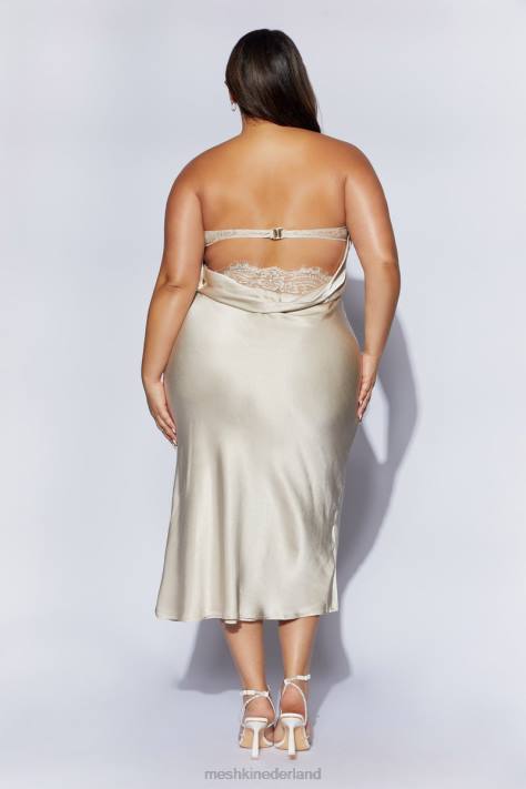 Meshki mischa strapless midi-jurk met kanten details kleding Champagne XP0T31