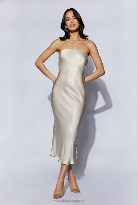 Meshki mischa strapless midi-jurk met kanten details kleding Champagne XP0T31
