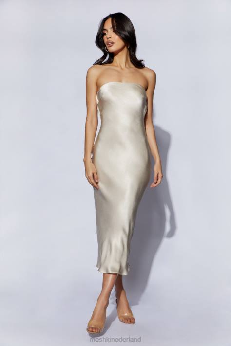 Meshki mischa strapless midi-jurk met kanten details kleding Champagne XP0T31