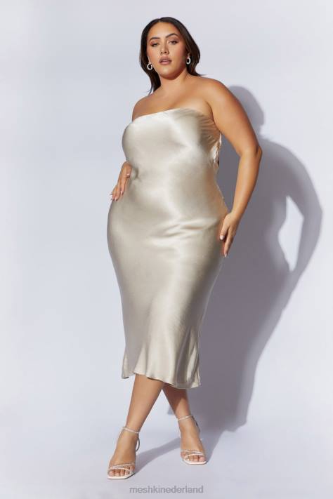 Meshki mischa strapless midi-jurk met kanten details kleding Champagne XP0T31