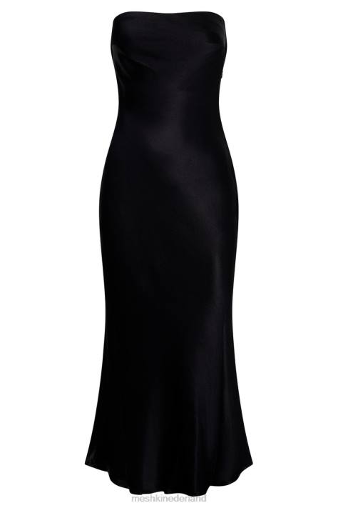 Meshki mischa strapless midi-jurk met kanten details kleding zwart XP0T464