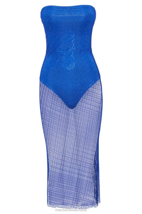 Meshki nima mesh midi-jurk met diamanten kleding Perzisch blauw XP0T739