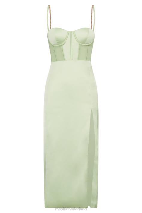 Meshki talisa midi-korsetjurk met kettingband en zijsplit kleding pistache groen XP0T612