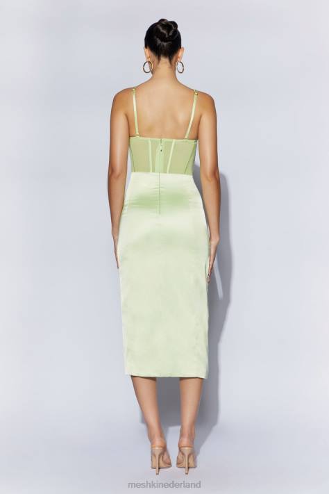 Meshki talisa midi-korsetjurk met kettingband en zijsplit kleding pistache groen XP0T612