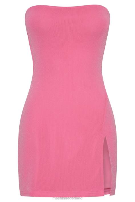 Meshki Aurelie strapless mini-jurk met split kleding kauwgom roze XP0T609