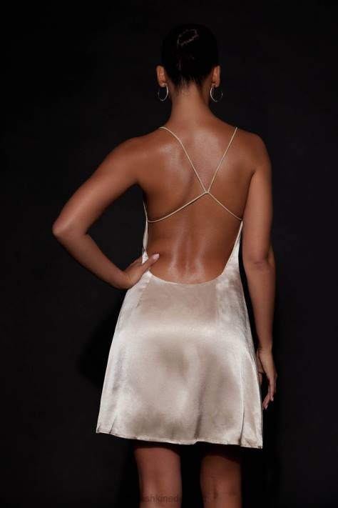 Meshki Briah mini-jurk van touw met diamanten kleding Champagne XP0T679