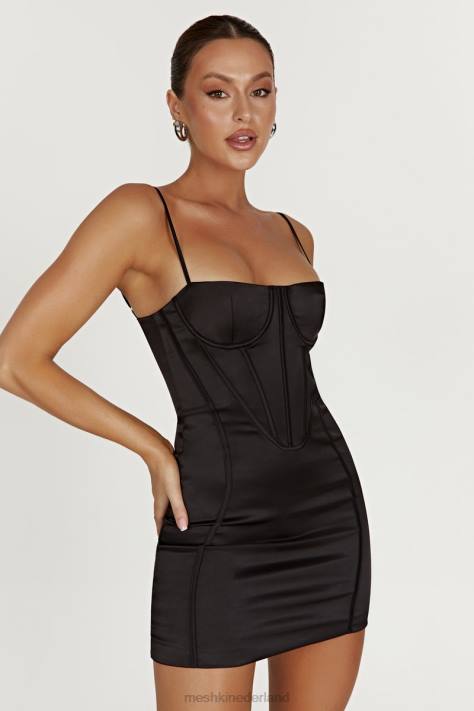 Meshki Bridget korset mini-jurk kleding zwart XP0T397