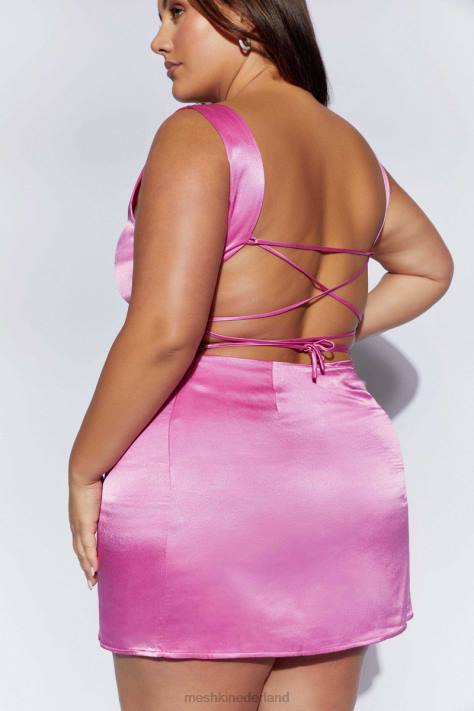 Meshki Carina mini-slipdress met strik op de rug kleding roze XP0T448