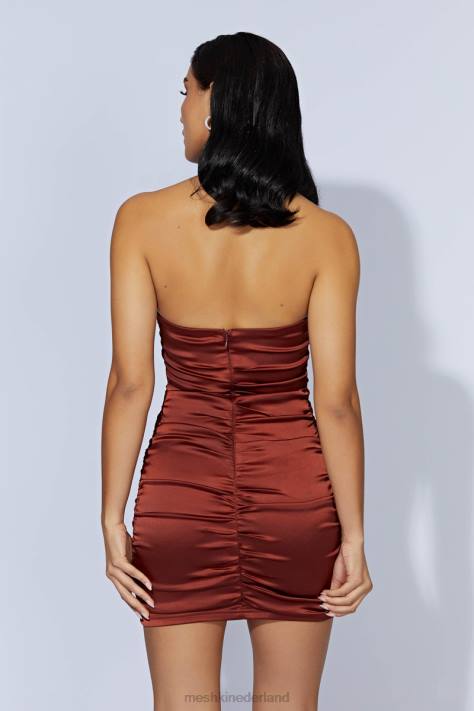 Meshki Corinne mini-jurk met ruches kleding kersen chocolade XP0T611