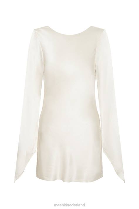 Meshki Davina satijnen mini-jurk met lange mouwen kleding ivoor XP0T183