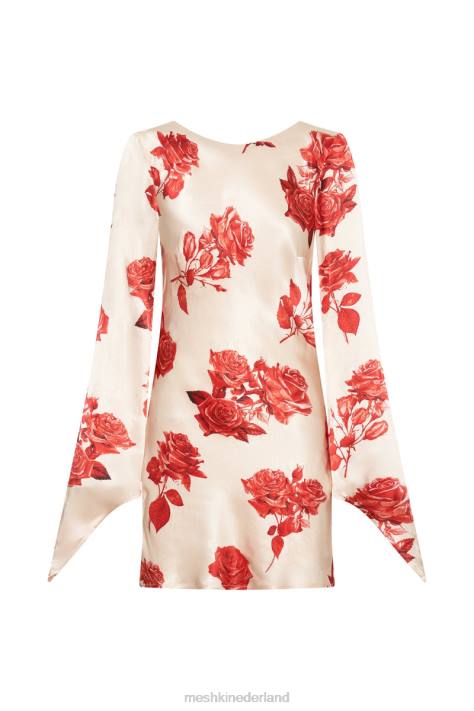 Meshki Davina satijnen mini-jurk met lange mouwen kleding rozen print XP0T258