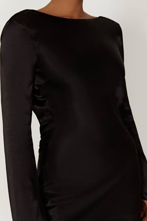 Meshki Davina satijnen mini-jurk met lange mouwen kleding zwart XP0T272